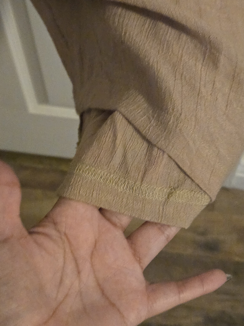 Wide-Leg Smocked Waist Pants in Tan - Picture 4 of 6